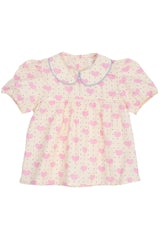 Heart and dots blouse with piping - Heart