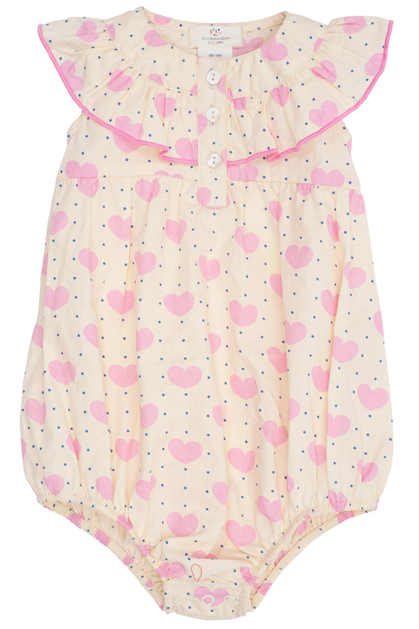 Heart and dots romper with frill - Heart