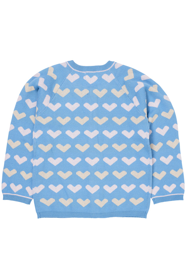 Knitted heart Cardigan - Sky Blue