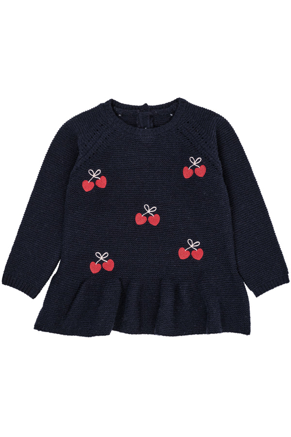 Lambwool Blouse W. Frill - Navy