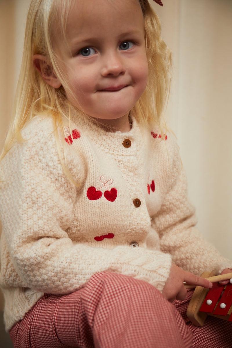 Lambwool Cardigan W. Bow - Cream