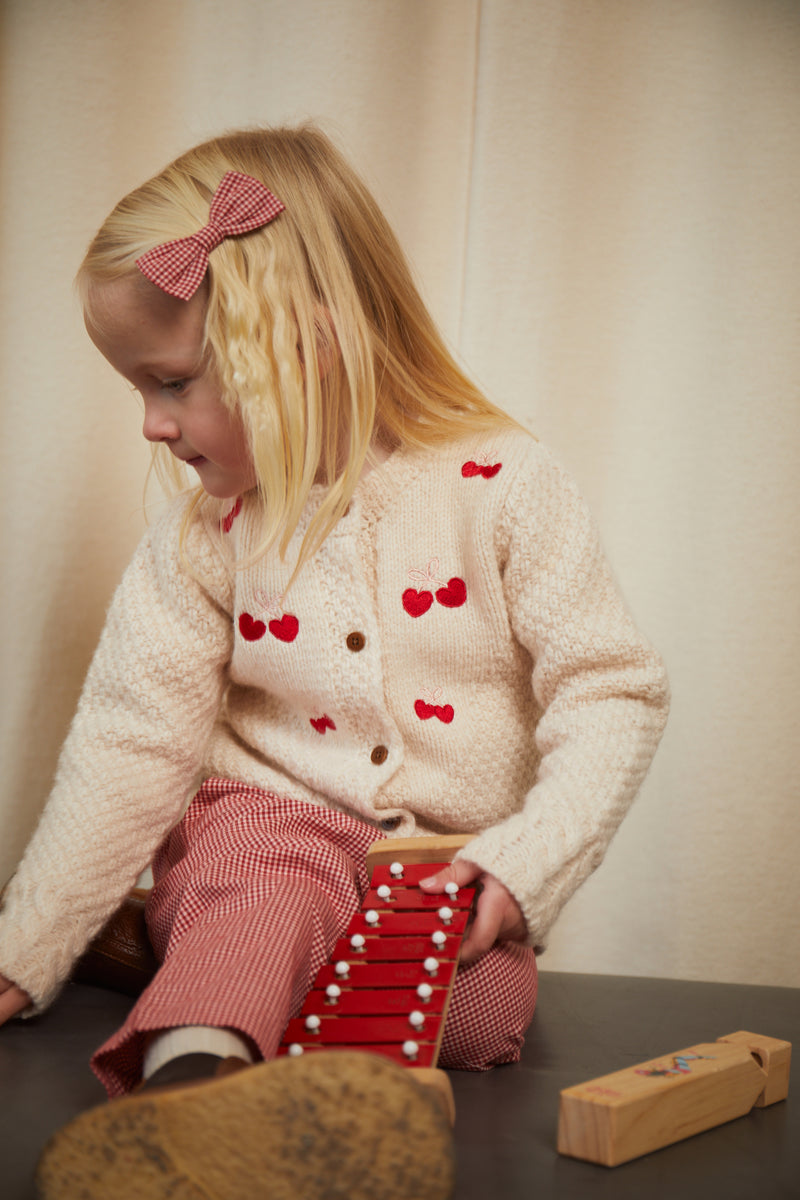 Lambwool Cardigan W. Bow - Cream