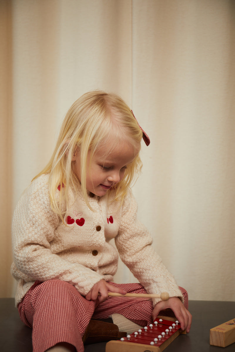 Lambwool Cardigan W. Bow - Cream