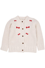 Lambwool Cardigan W. Bow - Cream