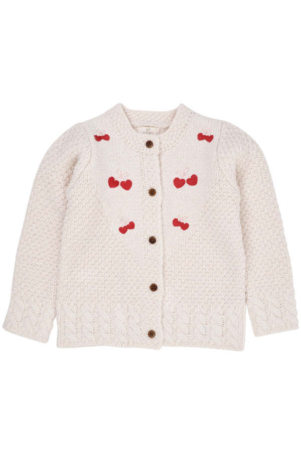 Lambwool Cardigan W. Bow - Cream