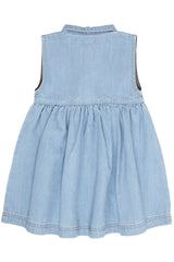 Organic Denim Dress with collar - Blue Indigo Washed