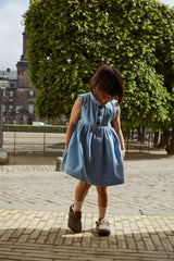 Organic Denim Dress with collar - Blue Indigo Washed