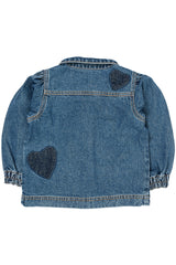 Organic denim hearts jacket - Indigo Washed Blue