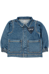 Organic denim hearts jacket - Indigo Washed Blue