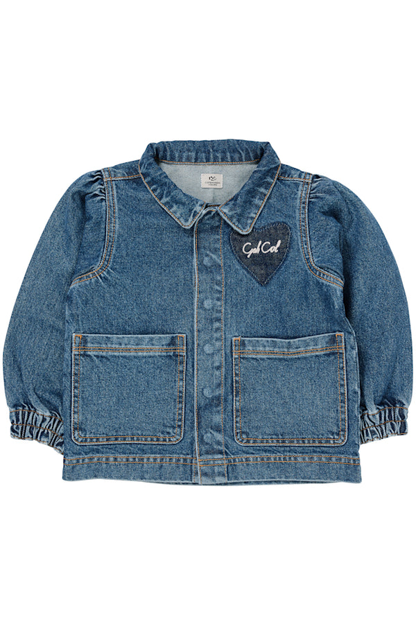 Organic denim hearts jacket - Indigo Washed Blue