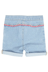 Organic Denim Shorts with Rope Deco - Blue Indigo Washed