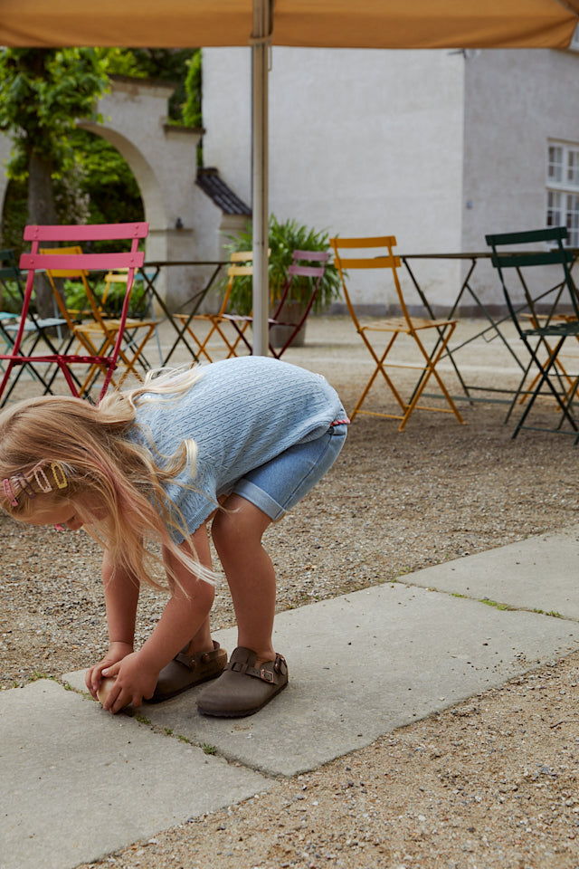 Organic Denim Shorts with Rope Deco - Blue Indigo Washed