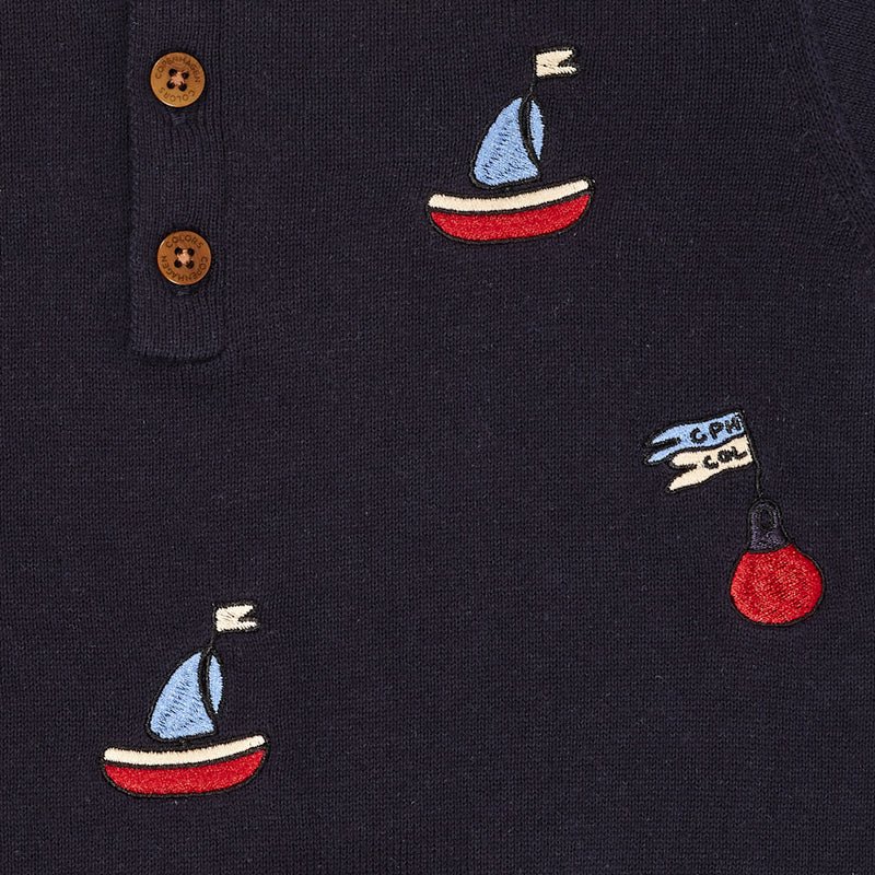 Polo With Embroidery - Navy