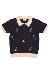 Polo With Embroidery - Navy