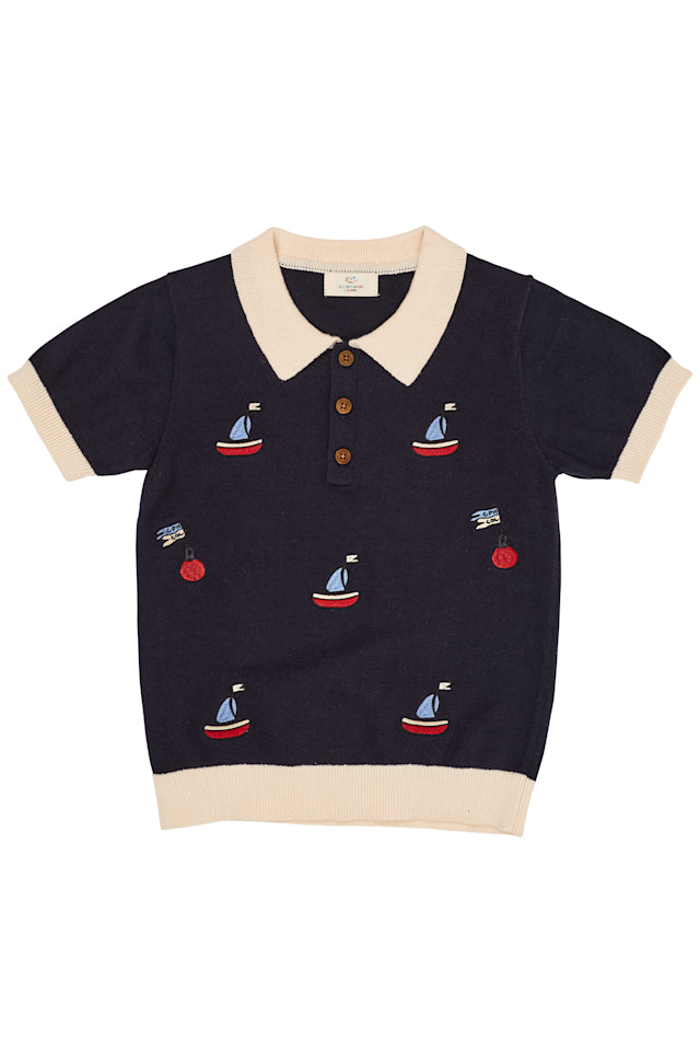 Polo With Embroidery - Navy