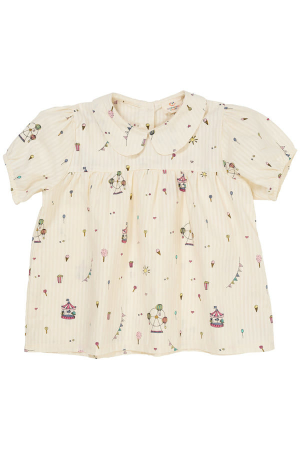 Printed blouse with collar - Cream Tivoli Print