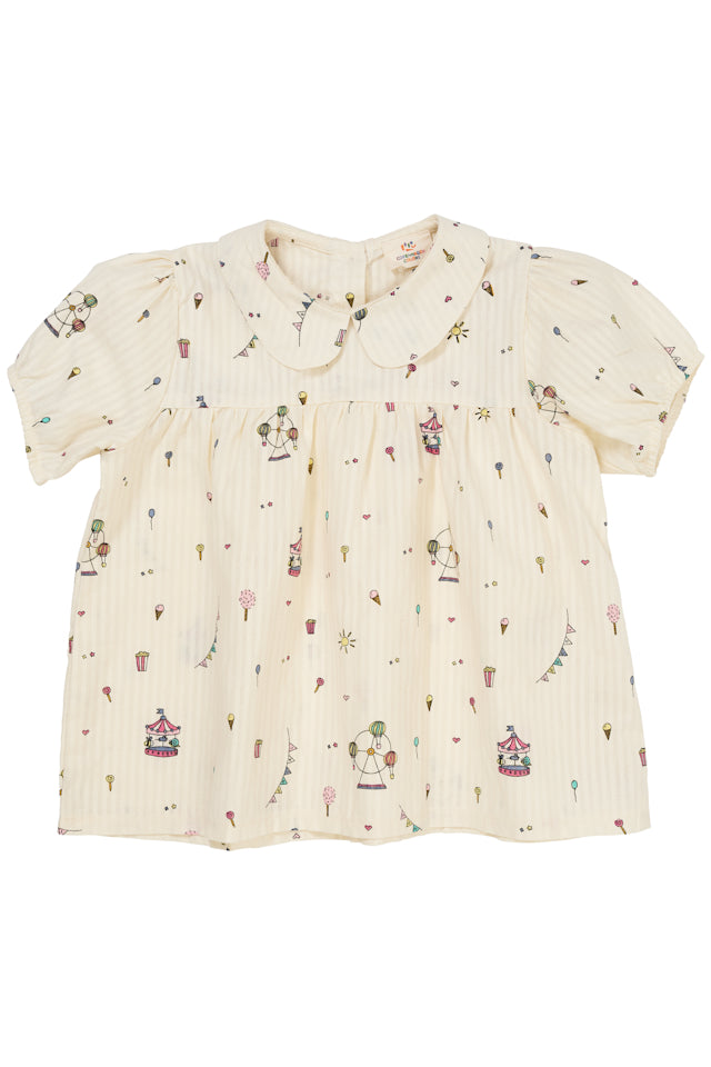 Printed blouse with collar - Cream Tivoli Print