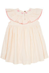 Seersucker dress with heart - Dusty rose with cream stripe pink