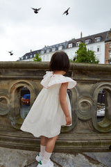 Seersucker dress with heart - Dusty rose with cream stripe pink