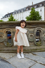 Seersucker dress with heart - Dusty rose with cream stripe pink