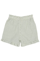 Seersucker girly shorts - Green with cream stripes