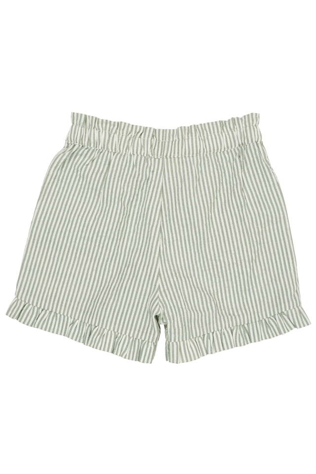 Seersucker girly shorts - Green with cream stripes