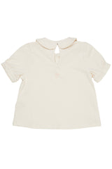 Solid Blouse With Collar SS - Cream