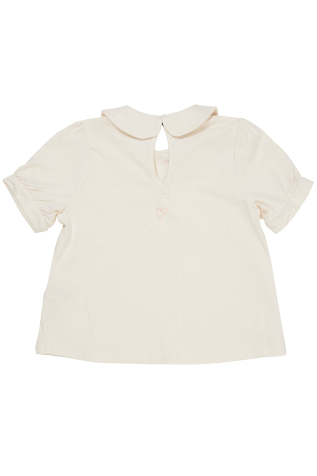 Solid Blouse With Collar SS - Cream