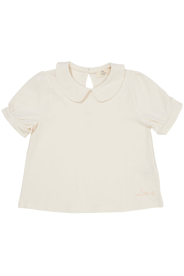 Solid Blouse With Collar SS - Cream