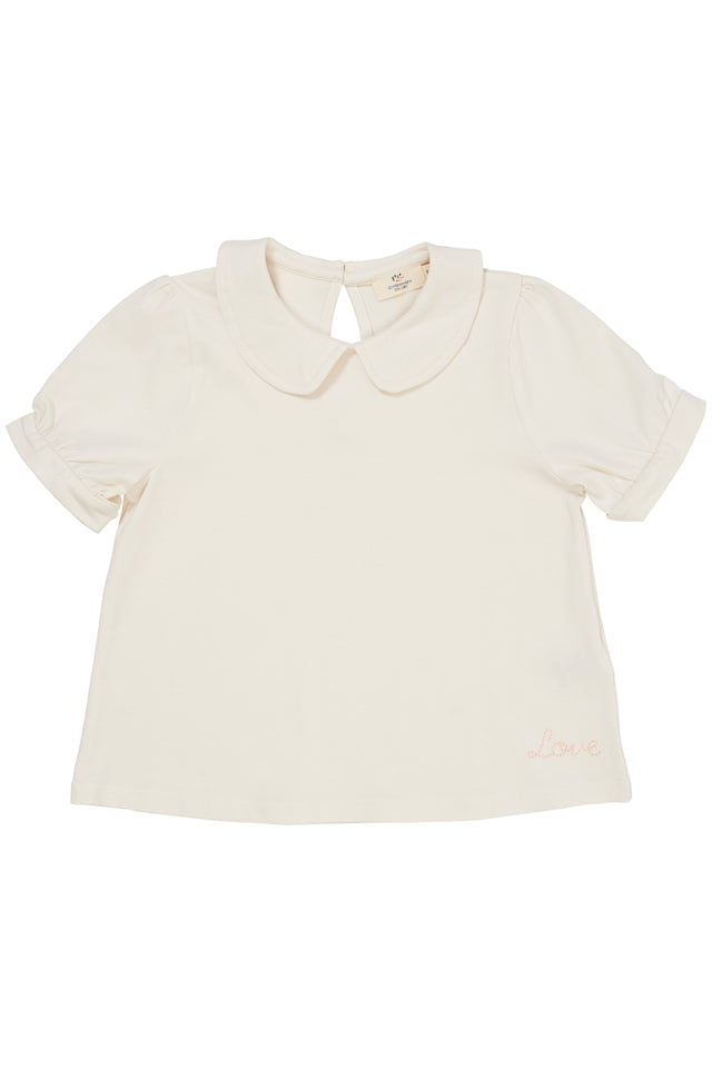 Solid Blouse With Collar SS - Cream