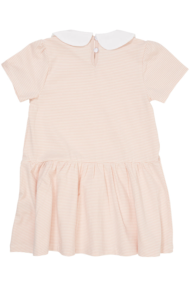 Striped dress with poplin collar - Dusty Rose