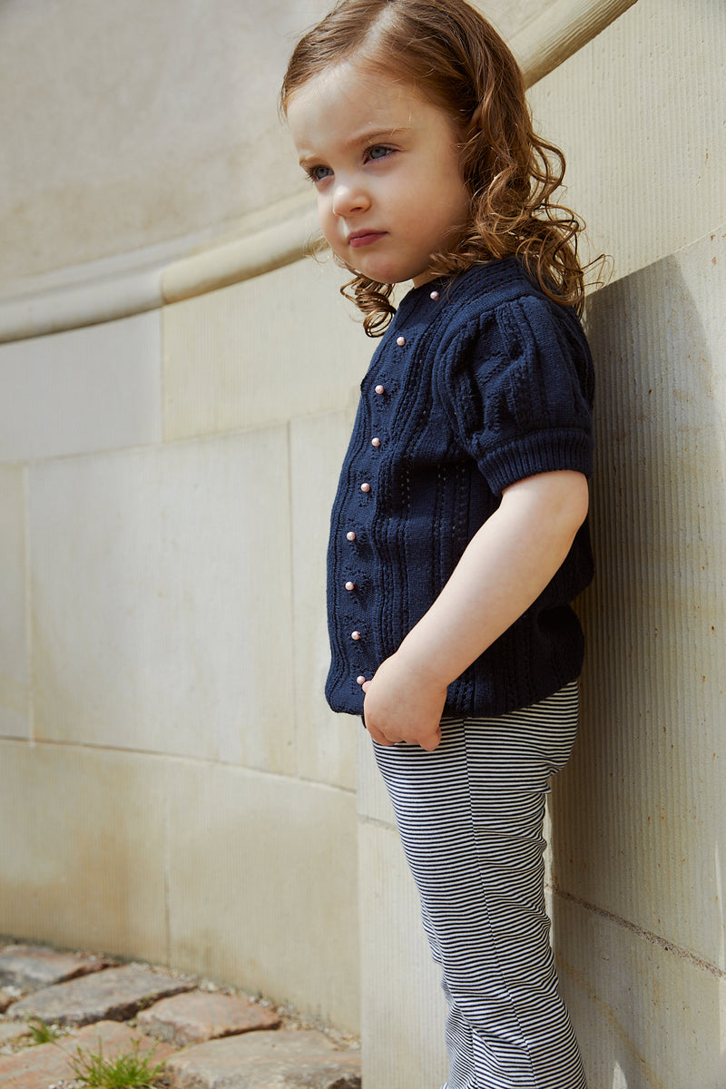 Striped Flare Pant - Navy / Cream Stripe