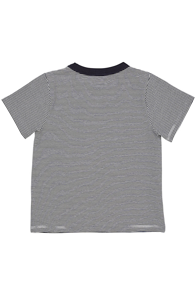 Striped T-shirt With Contrast Neck - Navy