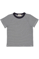 Striped T-shirt With Contrast Neck - Navy