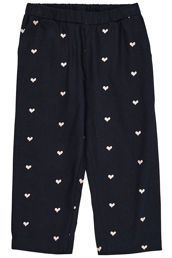 Twill Heart Pants - Navy