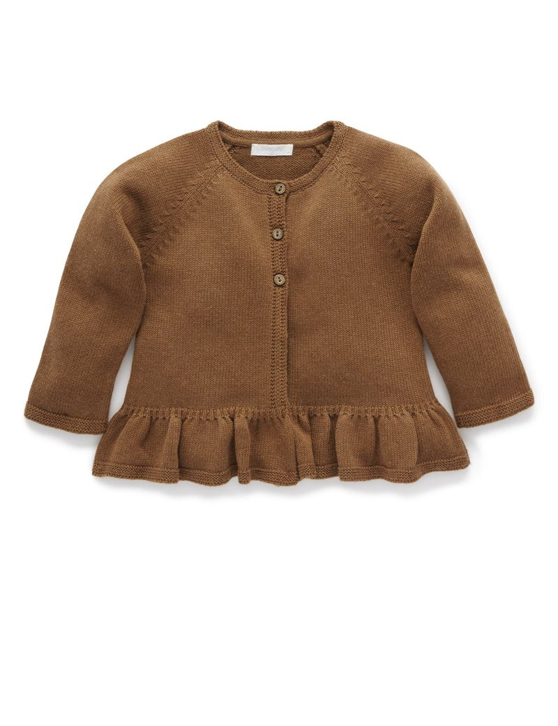 Purebaby Ruffle Cardigan - Maple Melange